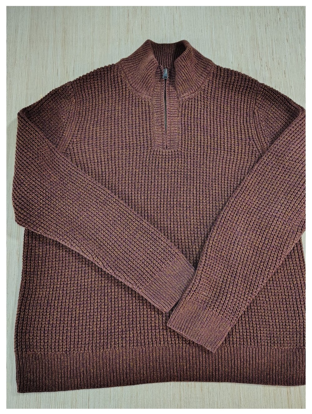 L.L.Bean Organic Cotton Waffle Quarter-Zip Sweater In Brown— Men’s L